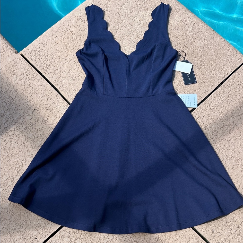 Max + Ash Navy Scalloped Dress from Nordstrom Sz M